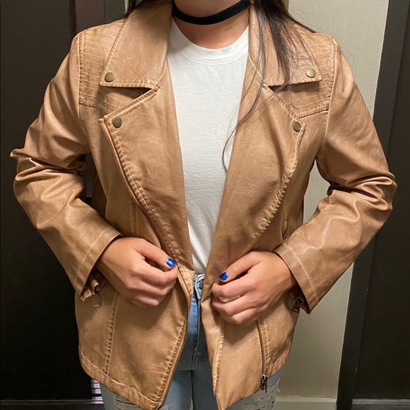 Brown Leather Jacket made in China! Sharp throw on casually - Picture 3 of 5